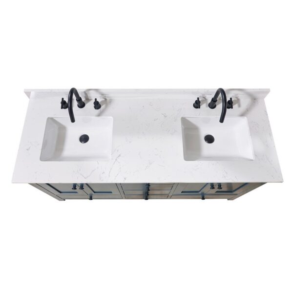 Altair 72061-CTP-AW Trento 61 Inch Stone Effects Vanity Top with Double White Sink - Aosta White