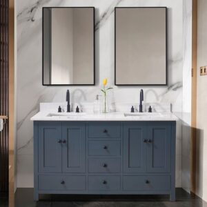 Altair 72061-CTP-AW Trento 61 Inch Stone Effects Vanity Top with Double White Sink - Aosta White