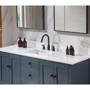 Altair 72061S-CTP-AW Trento 61 Inch Stone Effects Vanity Top with Single White Sink - Aosta White