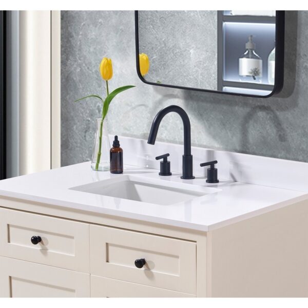 Altair 73037-CTP-SW Andalo 37 Inch Stone Effects Vanity Top with White Sink - Snow White