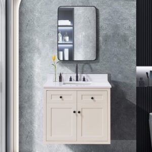 Altair 73037-CTP-SW Andalo 37 Inch Stone Effects Vanity Top with White Sink - Snow White