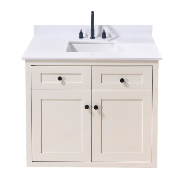 Altair 73043-CTP-SW Andalo 43 Inch Stone Effects Vanity Top with White Sink - Snow White