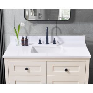 Altair 73043-CTP-SW Andalo 43 Inch Stone Effects Vanity Top with White Sink - Snow White