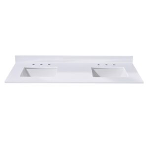 Altair 73061-CTP-SW Andalo 61 Inch Stone Effects Vanity Top with Double White Sink - Snow White