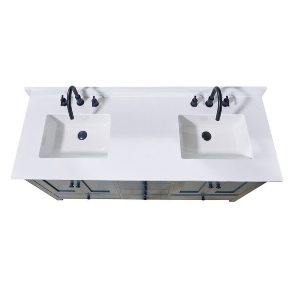 Altair 73061-CTP-SW Andalo 61 Inch Stone Effects Vanity Top with Double White Sink - Snow White