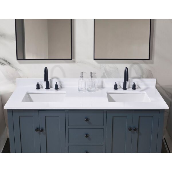 Altair 73061-CTP-SW Andalo 61 Inch Stone Effects Vanity Top with Double White Sink - Snow White