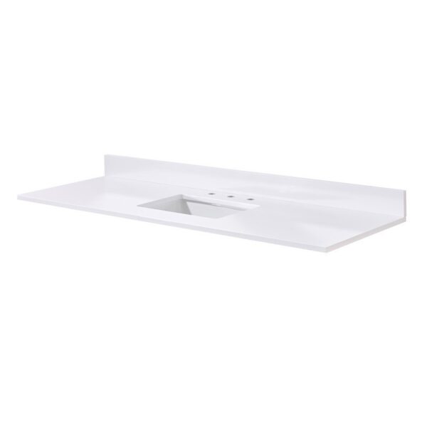 Altair 73061S-CTP-SW Andalo 61 Inch Stone Effects Vanity Top with Single White Sink - Snow White