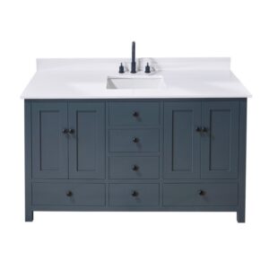 Altair 73061S-CTP-SW Andalo 61 Inch Stone Effects Vanity Top with Single White Sink - Snow White