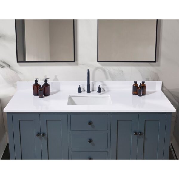 Altair 73061S-CTP-SW Andalo 61 Inch Stone Effects Vanity Top with Single White Sink - Snow White