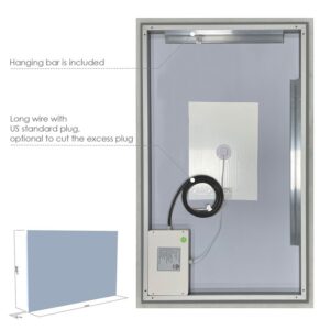 Altair 747048-LED-NF Cassano 48 Inch Rectangle Frameless Modern Bathroom Vanity LED Lighted Wall Mirror