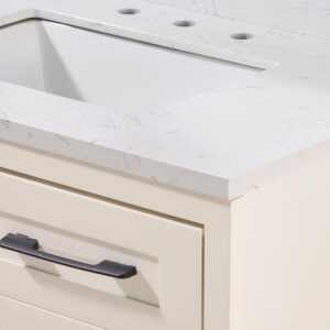 Altair 75037-CTP-AW Oderzo 37 Inch Stone Effects Vanity Top with White Sink - Aosta White