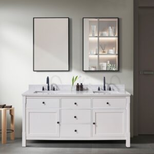 Altair 75073-CTP-AW Oderzo 73 Inch Stone Effects Vanity Top with White Sink - Aosta White