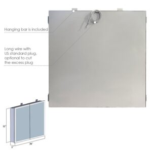 Altair 759036-LED-MC Carsoli 36 Inch Rectangle Frameless Surface-Mount or Recessed LED Lighted Bathroom Medicine Cabinet