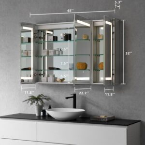 Altair 760048-LED-MC Bojano 48 Inch Rectangle Frameless Surface-Mount or Recessed LED Lighted Bathroom Medicine Cabinet