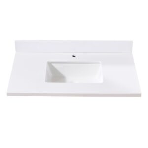 Altair 76037-CTP-SW Caorle 37 Inch Stone Effects Vanity Top with White Sink - Snow White