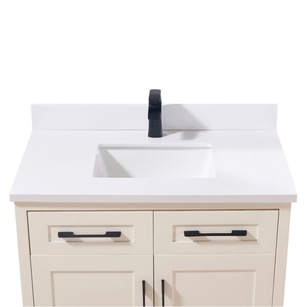 Altair 76037-CTP-SW Caorle 37 Inch Stone Effects Vanity Top with White Sink - Snow White