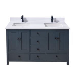 Altair 76061-CTP-SW Caorle 61 Inch Stone Effects Vanity Top with Double White Sink - Snow White