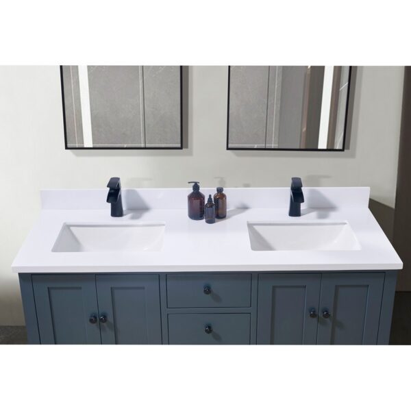 Altair 76061-CTP-SW Caorle 61 Inch Stone Effects Vanity Top with Double White Sink - Snow White