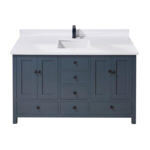 Altair 76061S-CTP-SW Caorle 61 Inch Stone Effects Vanity Top with Single White Sink - Snow White