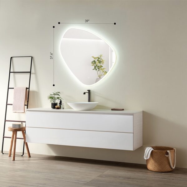 Altair 762039-LED-NF Rasso 39 Inch Novelty Frameless Modern Bathroom Vanity LED Lighted Wall Mirror