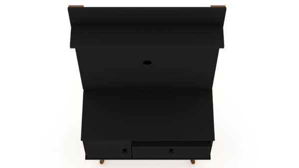 Manhattan Comfort Tribeca 35.43 Mid-Century Modern TV Stand and Panel with Media and Display Shelves in Black