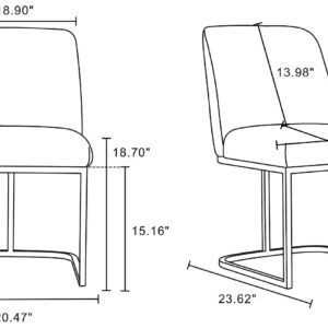 Manhattan Comfort Modern Serena 8 Piece Dining Set Upholstered in Leatherette with Steel Legs in Cream