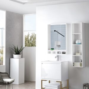 James Martin 801V23.6GWRGDGW Milan 23 5/8 Inch Single Vanity Cabinet with Glossy White Composite Top - Glossy White