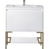 James Martin 801V31.5GWRGDGW Milan 31 1/2 Inch Single Vanity Cabinet with Glossy White Composite Top - Glossy White