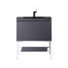 James Martin 801V31.5MGGGWCHB Milan 31.5 Inch Single Vanity Cabinet in Modern Grey Glossy and Glossy White with Charcoal Black Composite Top