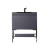 James Martin 801V31.5MGGMBKCHB Milan 31.5 Inch Single Vanity Cabinet in Modern Grey Glossy and Matte Black with Charcoal Black Composite Top