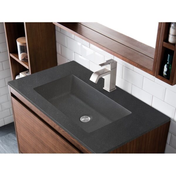 James Martin 801V31.5WLTBNKCHB Milan 31.5 Inch Single Vanity Cabinet in Mid Century Walnut and Brushed Nickel with Charcoal Black Composite Top