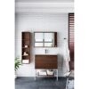 James Martin 801V31.5WLTGWGW Milan 31.5 Inch Single Vanity Cabinet in Mid Century Walnut and Glossy White with Glossy White Composite Top