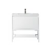 James Martin 801V35.4GWGWGW Milan 35.4 Inch Single Vanity Cabinet in Glossy White and Glossy White with Glossy White Composite Top