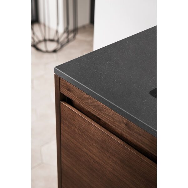 James Martin 801V35.4WLTGWCHB Milan 35.4 Inch Single Vanity Cabinet in Mid Century Walnut and Glossy White with Charcoal Black Composite Top