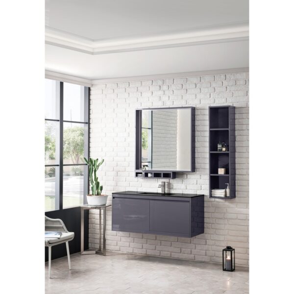 James Martin 801V47.3MGGCHB Milan 47.3 Inch Single Vanity Cabinet in Modern Grey Glossy with Charcoal Black Composite Top