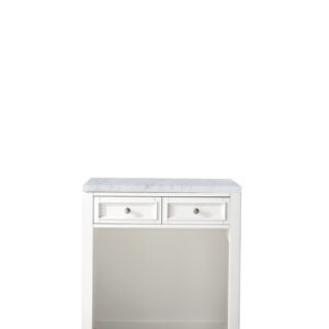 James Martin 825-CU30-BW-3CAR De Soto 32 Inch Countertop Unit/Make-up Counter in Bright White with 3 cm Carrara Marble Top