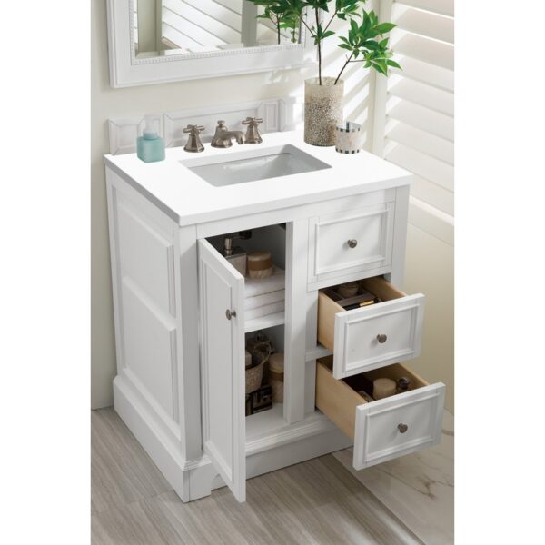 James Martin 825-V30-3WZ De Soto 31 1/4 Inch Single Vanity with 3cm White Zeus Quartz Top