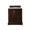 James Martin 825-V30-BNM-3EMR De Soto 30 Inch Single Vanity in Burnished Mahogany with 3 CM Eternal Marfil Quartz Top