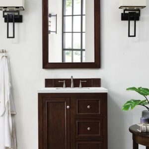 James Martin 825-V30-BNM-3ENC De Soto 31 1/4 Inch Single Vanity Cabinet with Ethereal Noctis Quartz Top - Burnished Mahogany