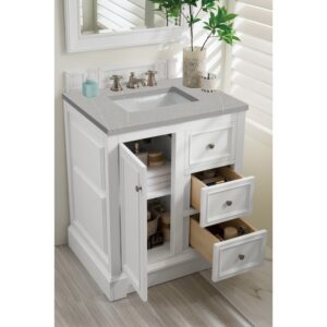 James Martin 825-V30-BW-3ESR De Soto 30 Inch Single Vanity in Bright White with 3 CM Eternal Serena Quartz Top