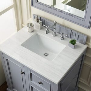 James Martin 825-V30-SL-3AF De Soto 31 Inch Single Vanity in Silver Gray with 3 cm Arctic Fall Solid Surface Top