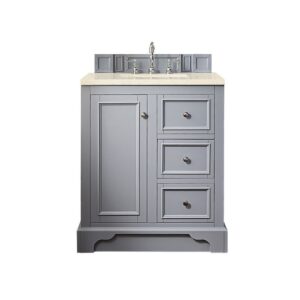 James Martin 825-V30-SL-3EMR De Soto 30 Inch Single Vanity in Silver Gray with 3 CM Eternal Marfil Quartz Top