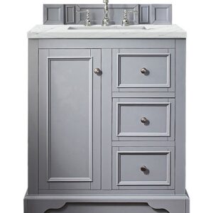 James Martin 825-V30-SL-3ENC De Soto 31 1/4 Inch Single Vanity Cabinet with Ethereal Noctis Quartz Top - Silver Gray