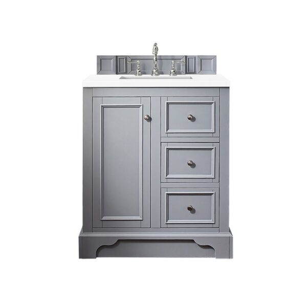 James Martin 825-V30-3WZ De Soto 31 1/4 Inch Single Vanity with 3cm White Zeus Quartz Top