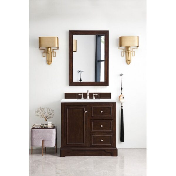 James Martin 825-V36-3WZ De Soto 37 1/4 Inch Single Vanity with 3cm White Zeus Quartz Top