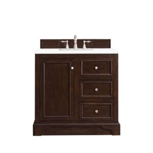 James Martin 825-V36-3WZ De Soto 37 1/4 Inch Single Vanity with 3cm White Zeus Quartz Top