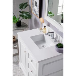 James Martin 825-V36-3WZ De Soto 37 1/4 Inch Single Vanity with 3cm White Zeus Quartz Top