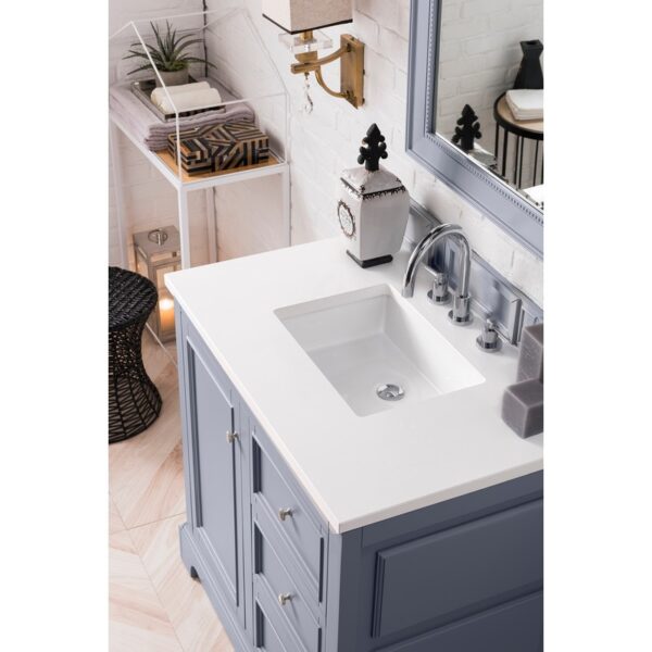 James Martin 825-V36-3WZ De Soto 37 1/4 Inch Single Vanity with 3cm White Zeus Quartz Top