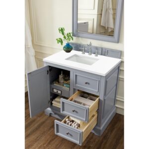 James Martin 825-V36-3WZ De Soto 37 1/4 Inch Single Vanity with 3cm White Zeus Quartz Top