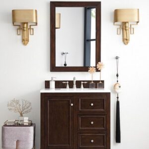 James Martin 825-V36-BNM-3AF De Soto 37 Inch Single Vanity in Burnished Mahogany with 3 cm Arctic Fall Solid Surface Top